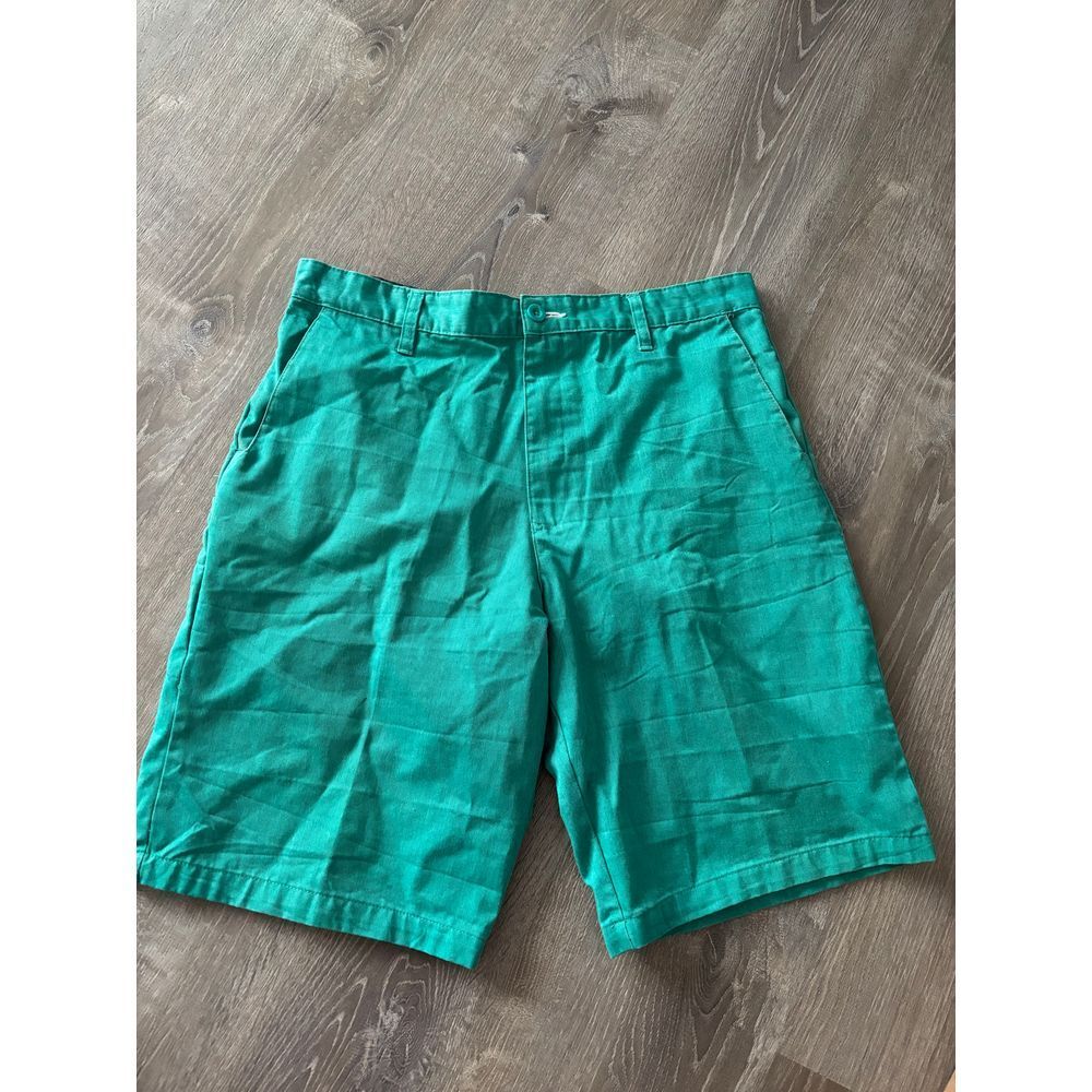 Burnside Green Flat Front Chino Shorts Classic‎ Summer Style